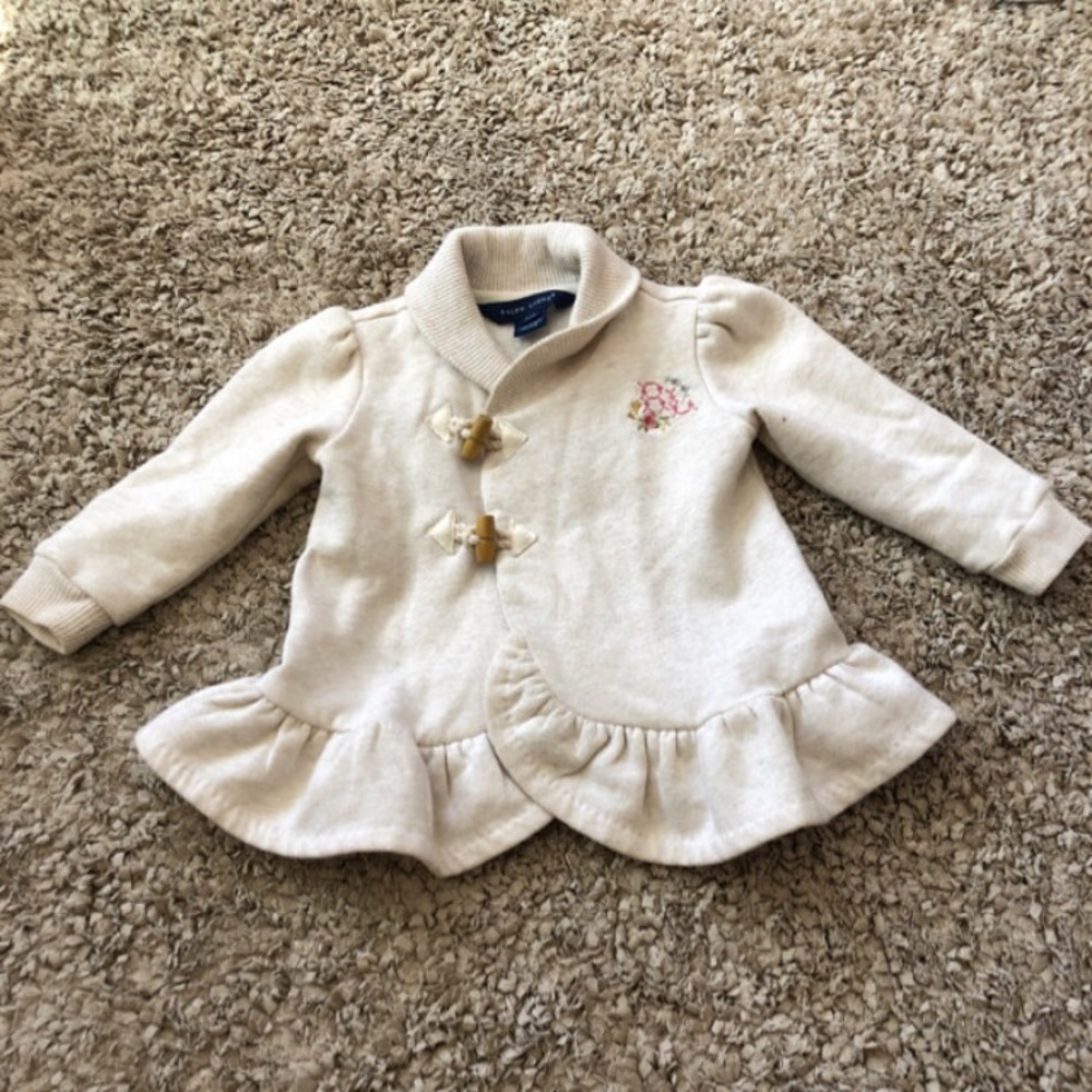 🍢 Ralph Lauren Ruffle Peplum Toggle Sweater